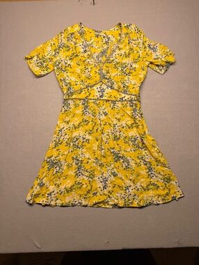 Sessùn Yellow Floral Viscose Wrap Dress Large